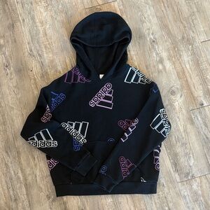 Adidas Black Hoodie with Colorful Logo Accents